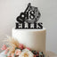 Personalised Acoustic Guitar & Music Notes Cake Topper – Name & Age in Black Glitter