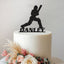 Personalised Cricket Batter Cake Topper – Name in Black Glitter