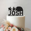 Personalised Camping Friends Cake Topper – Name in Black Glitter