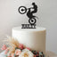 Personalised Dirt Bike Wheelie Cake Topper – Name in Black Glitter