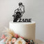 Personalised Leaning Motorbike Rider Cake Topper – Name in Black Glitter