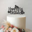 Personalised Floral Script Birthday Cake Topper – Age in Black Glitter