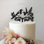 Magpie Pair on Branch Wedding Cake Topper in Black Glitter