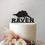 Personalised Stegosaurus Silhouette Cake Topper – Name in Black Glitter