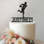Personalised Rugby Runner Cake Topper – Name & Age in Black Glitter