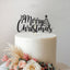 Merry Christmas Tree Script Cake Topper in Black Glitter