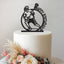 Happy Birthday Lacrosse Player Circle Cake Topper in Black Glitter