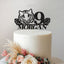 Personalised Tiger Face & Tropical Leaves Cake Topper – Name & Age in Black Glitter