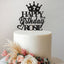 Personalised Crown & Birthday Hearts Cake Topper – Name & Age in Black Glitter