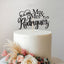 Personalised Linked Hearts Wedding Cake Topper – Surname & Date in Black Glitter