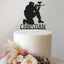 Personalised Kneeling Paintball Player Cake Topper – Name in Black Glitter
