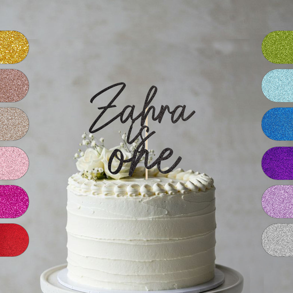 Personalised Is One Cake Topper with Name – Custom First Birthday Cake Decoration