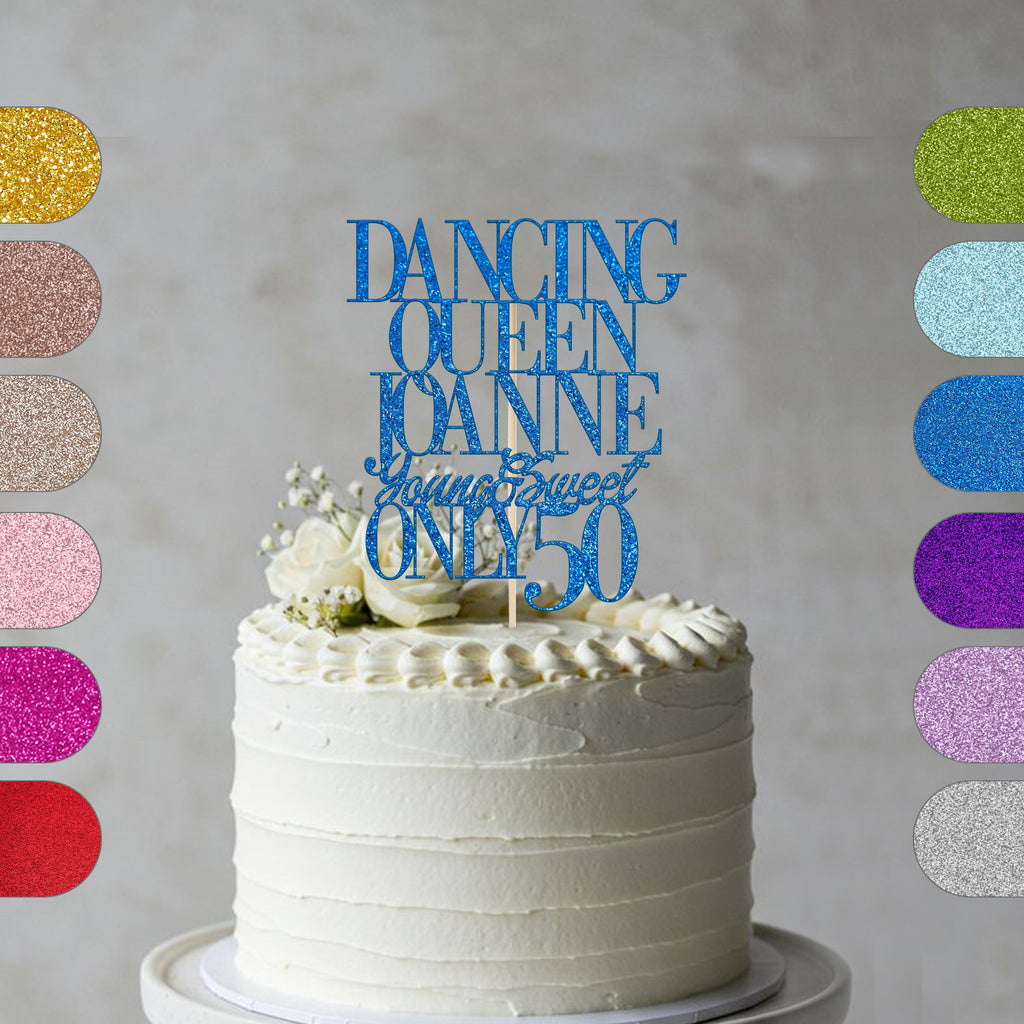 Personalised Dance Queen Glitter Cake Topper with Name & Age