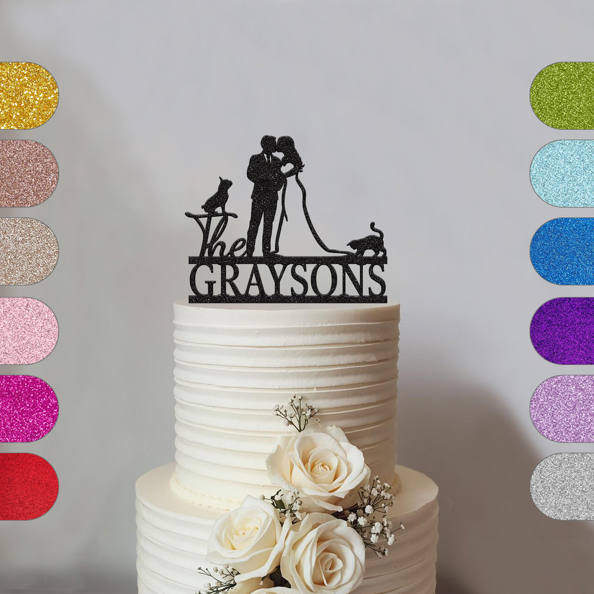 Personalised Cat Wedding Cake Topper – Surname - hero