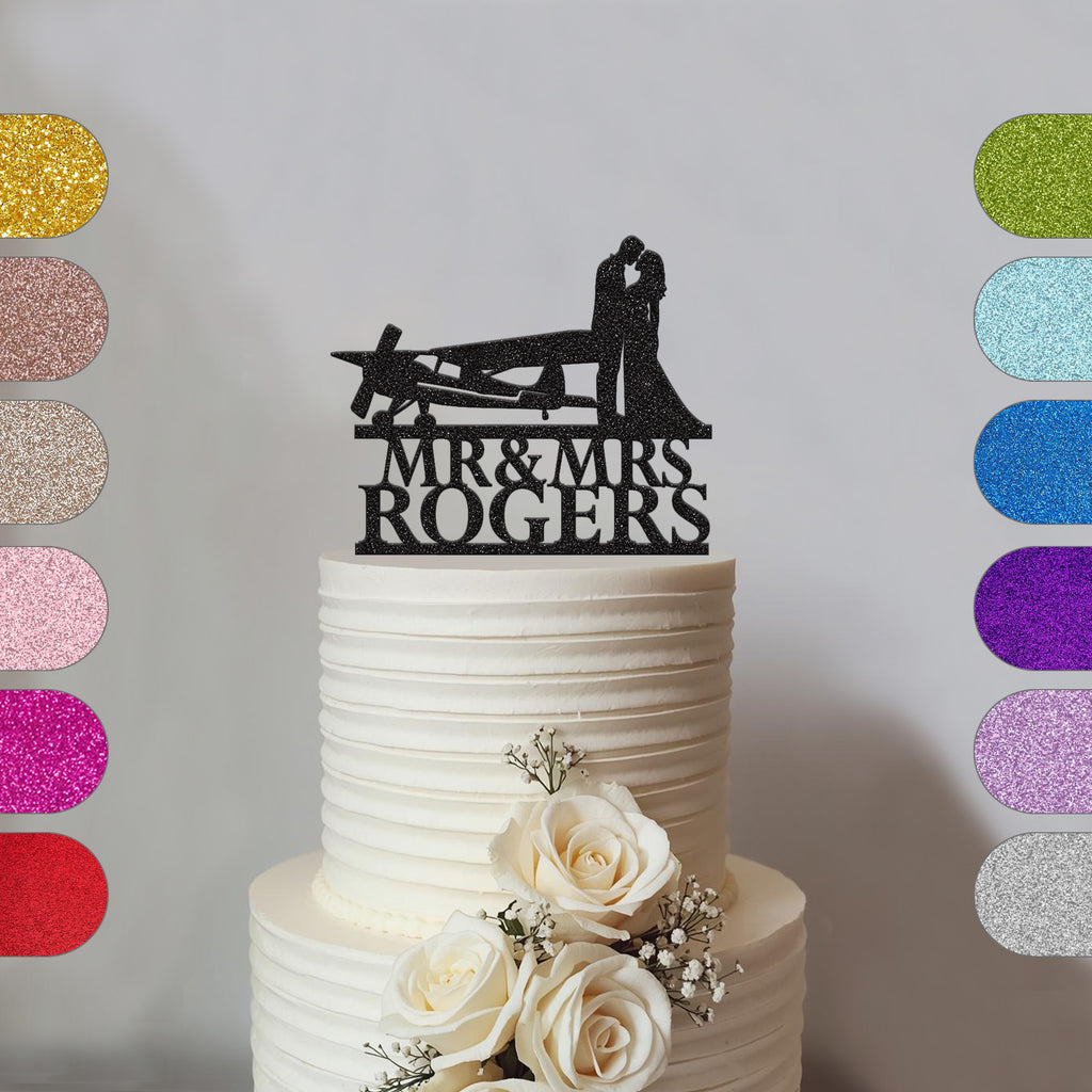 Personalised Propeller Plane Wedding Cake Topper – Surname - hero