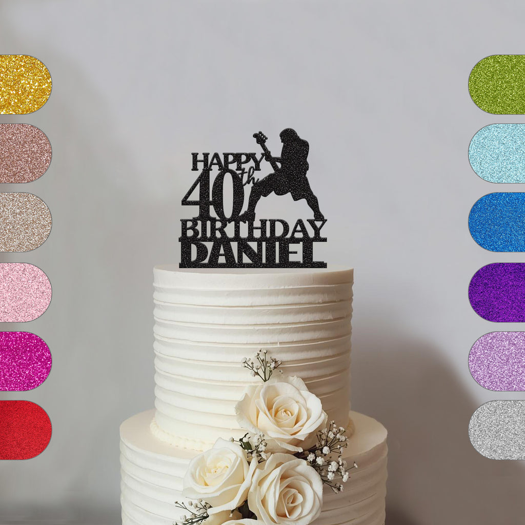 Personalised Guitar Player Birthday Cake Topper – Name & Age - hero