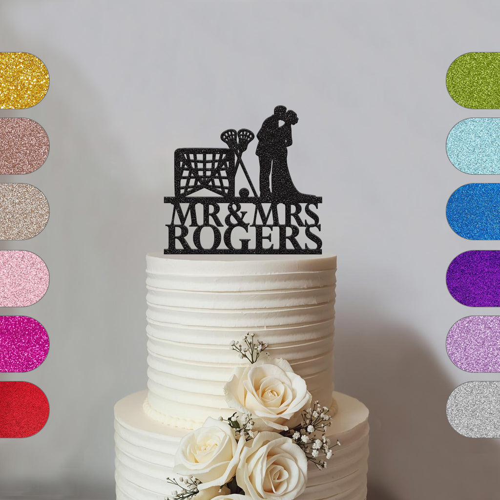Personalised Lacrosse Goal Wedding Cake Topper – Surname - hero