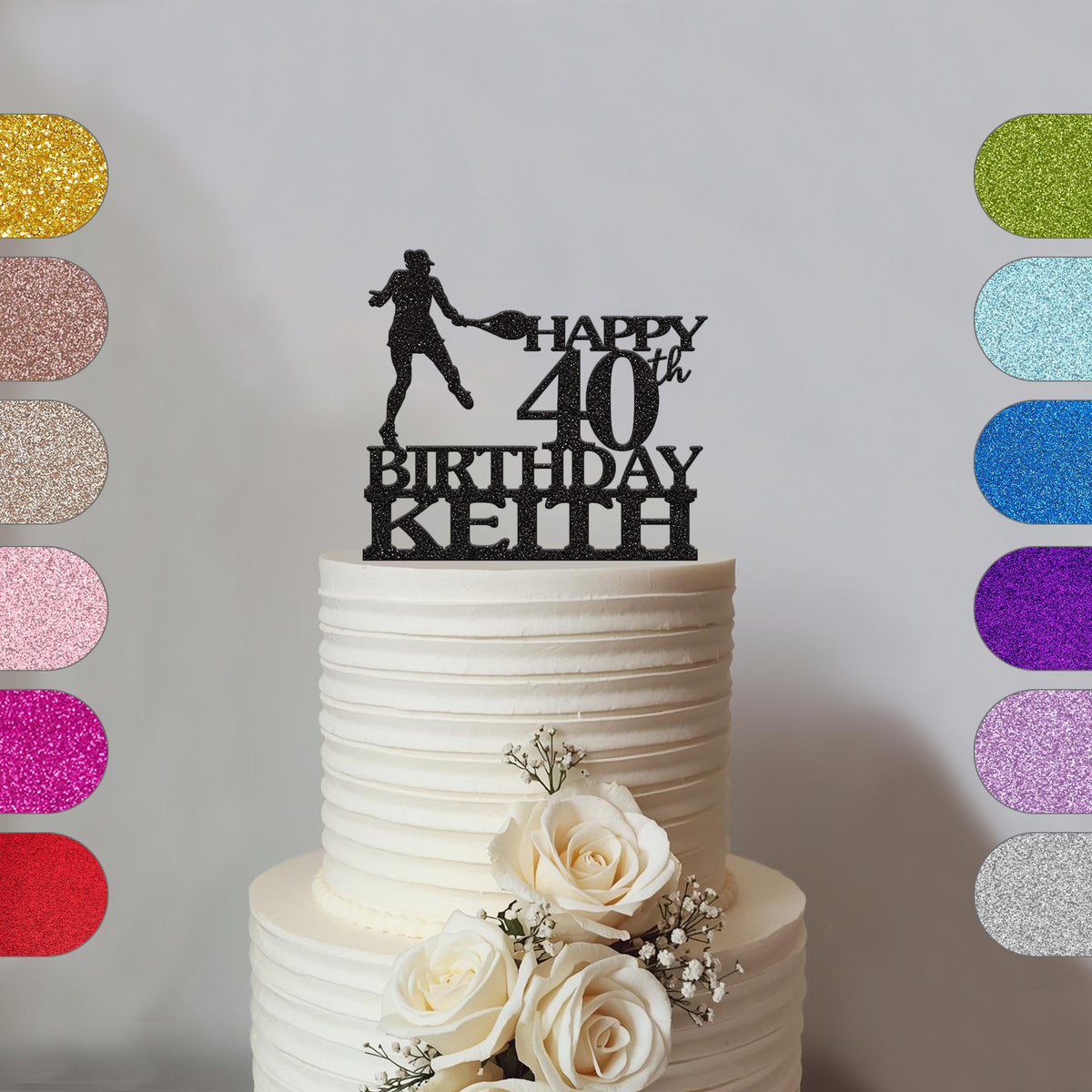 Personalised Tennis Player Milestone Cake Topper – Name & Age - hero