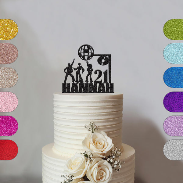 Personalised Disco Dancers Birthday Cake Topper – Name & Age - hero