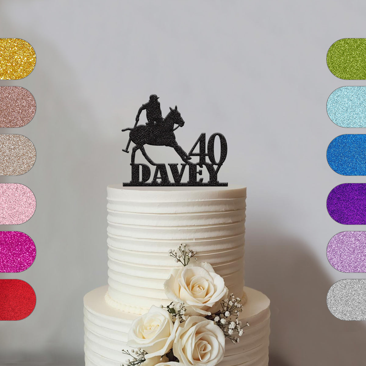 Personalised Polo Rider Birthday Cake Topper – Name & Age - hero