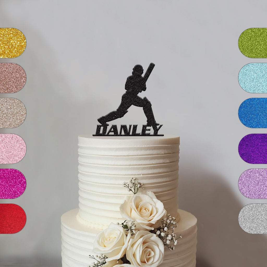Personalised Cricket Batter Cake Topper – Name - hero