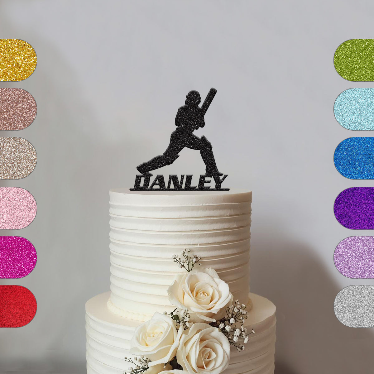 Personalised Cricket Batter Cake Topper – Name - hero