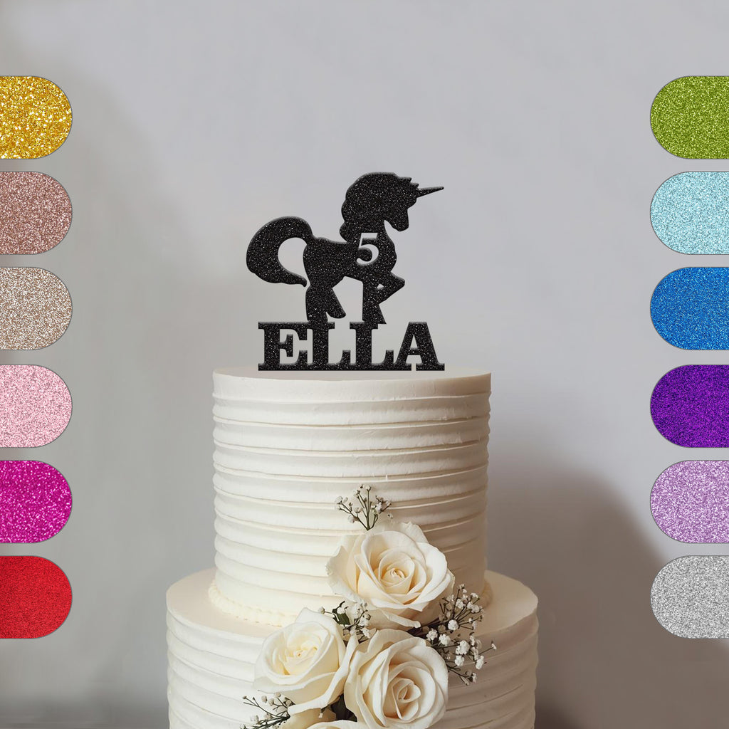Personalised Rearing Unicorn Cake Topper – Name & Age - hero