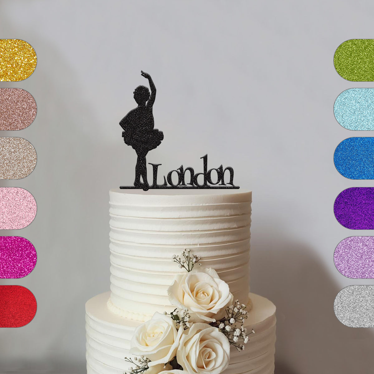 Personalised Raised-Arm Ballerina Cake Topper – Name - hero