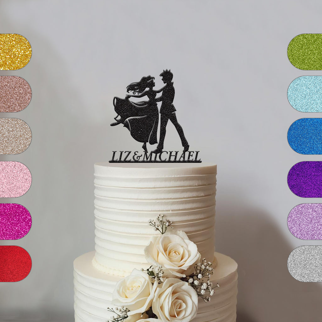 Personalised Prince & Princess Wedding Cake Topper – Names - hero