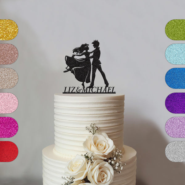 Personalised Prince & Princess Wedding Cake Topper – Names - hero