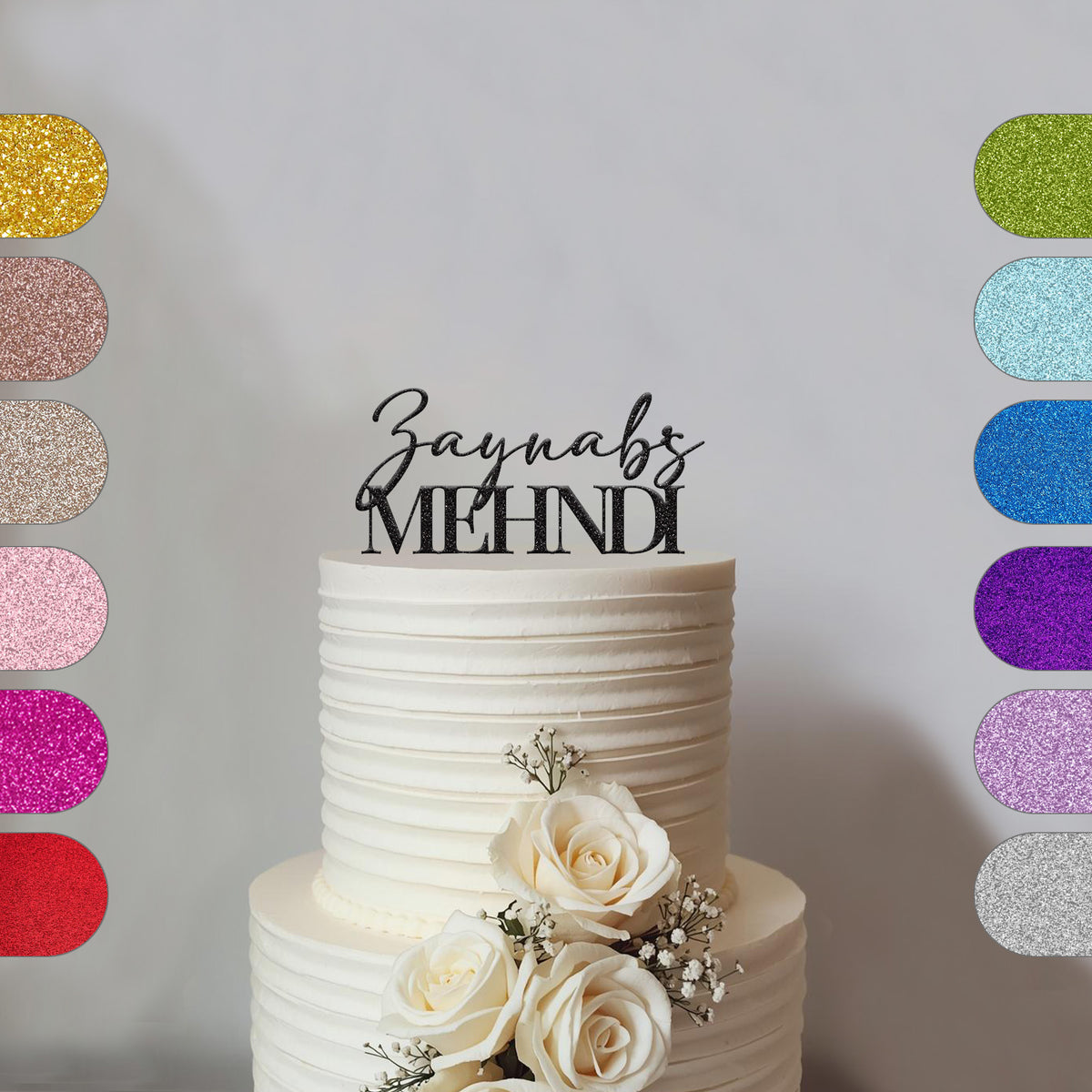 Personalised Name Script Mehndi Cake Topper – Name - hero