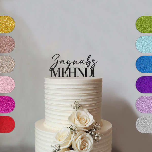 Personalised Name Script Mehndi Cake Topper – Name - hero