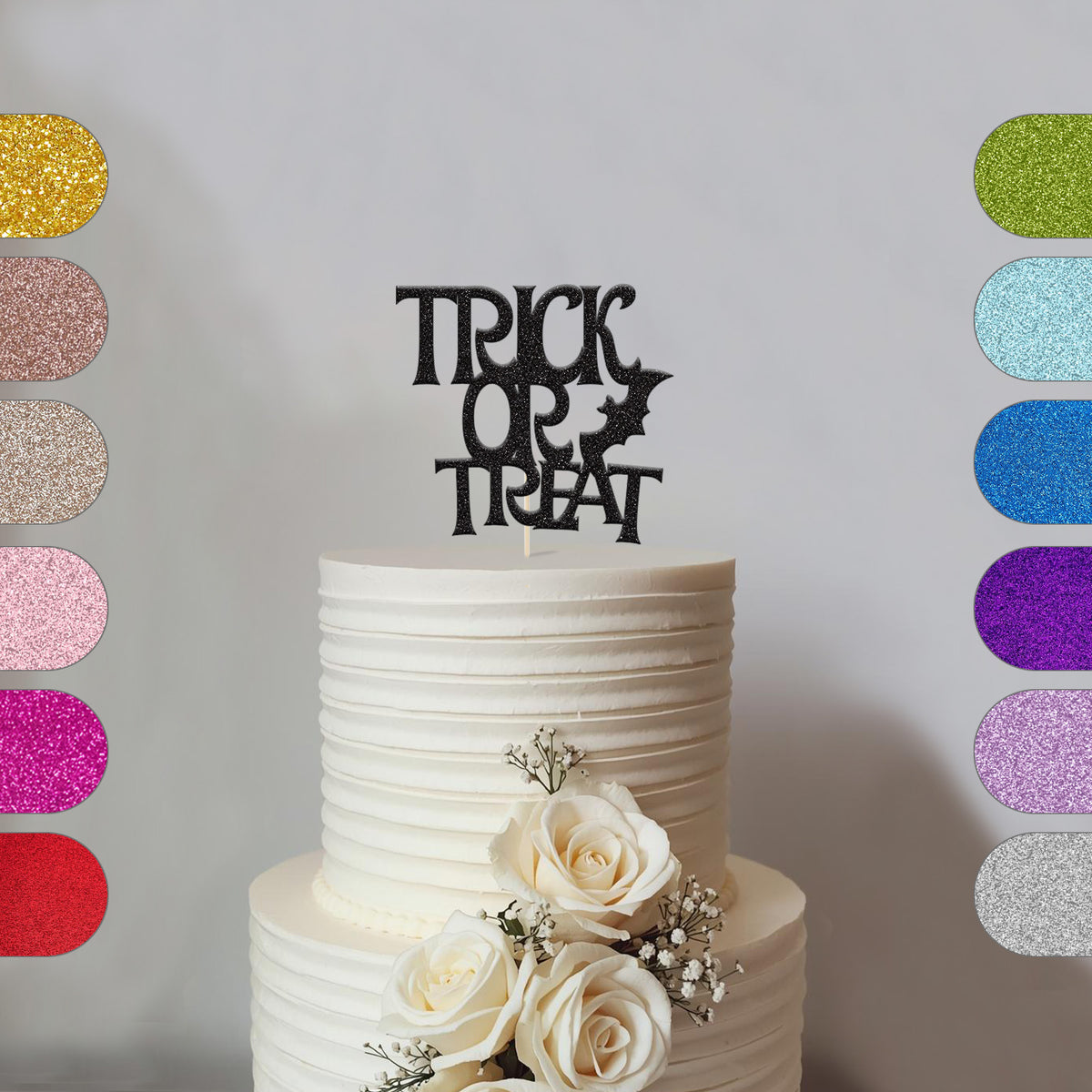 Trick or Treat Bat Halloween Cake Topper - hero