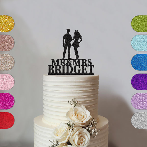 Personalised Police Officer & Nurse Wedding Cake Topper – Surname - hero