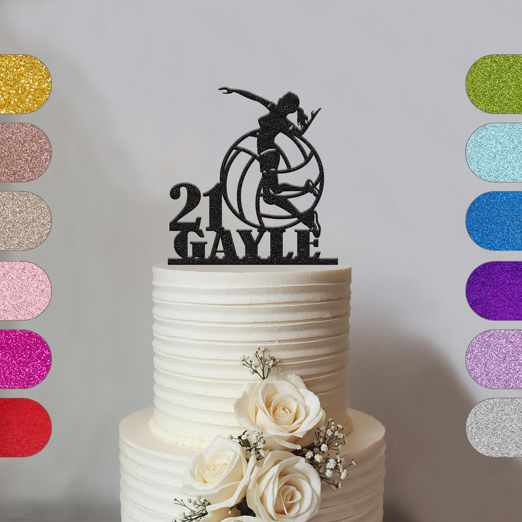 Personalised Female Volleyball Player Cake Topper – Name & Age - hero