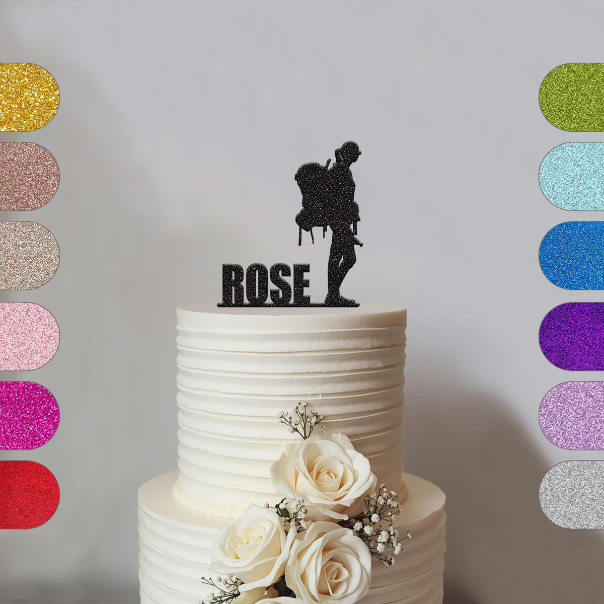 Personalised Female Backpacker Cake Topper – Name - hero