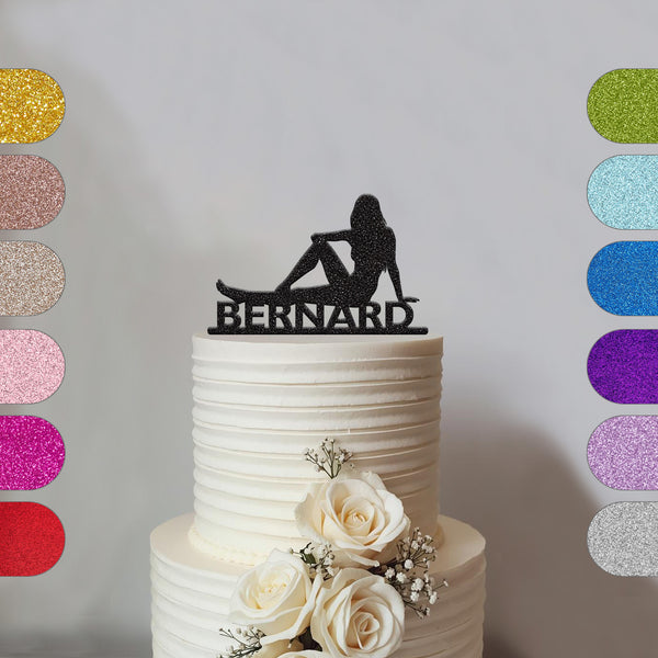 Personalised Reclining Woman Silhouette Cake Topper – Name - hero