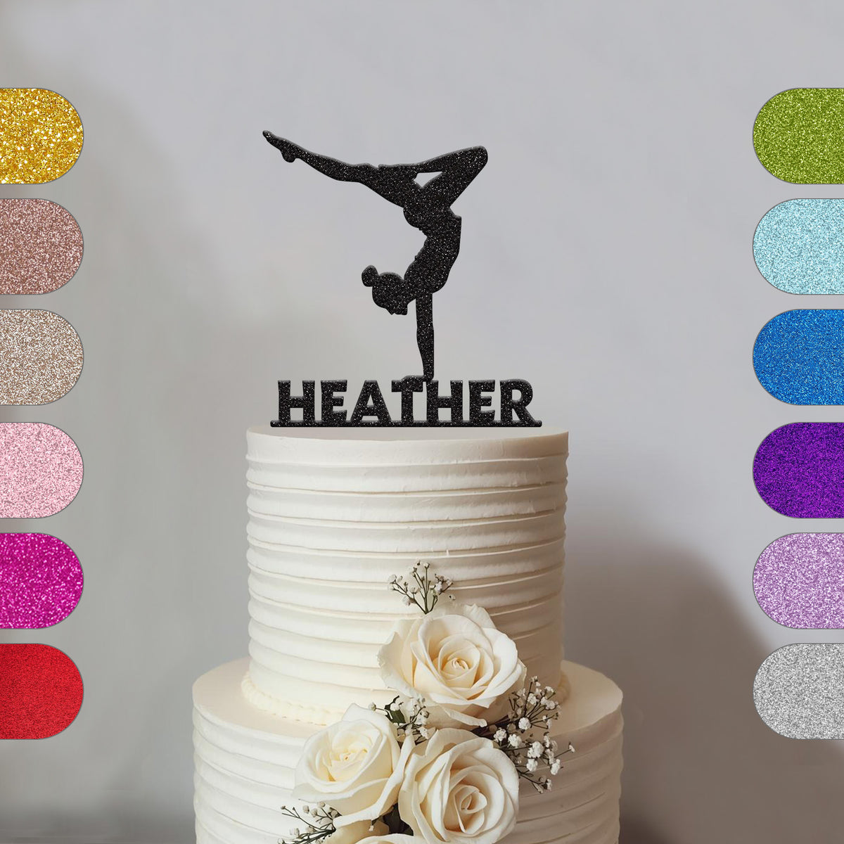 Personalised One-Handed Gymnast Cake Topper – Name - hero