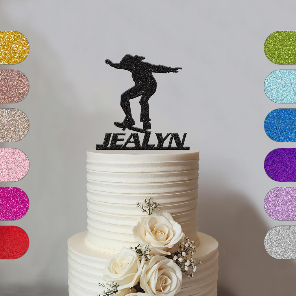 Personalised Skateboard Trick Cake Topper – Name - hero