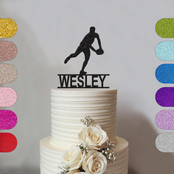 Personalised Rugby Passing Pose Cake Topper – Name - hero