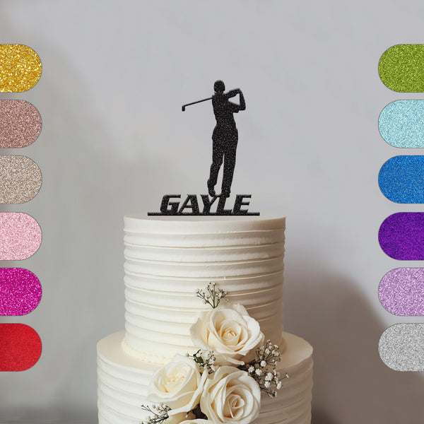 Personalised Golf Follow-Through Cake Topper – Name - hero