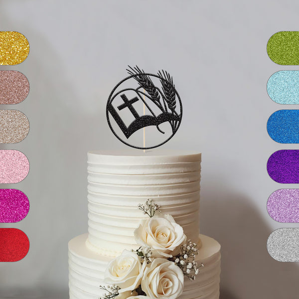 Bible and Wheat First Holy Communion Cake Topper - hero