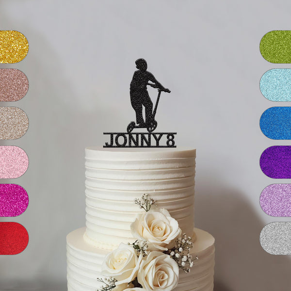 Personalised Standing Scooter Rider Cake Topper – Name & Age - hero