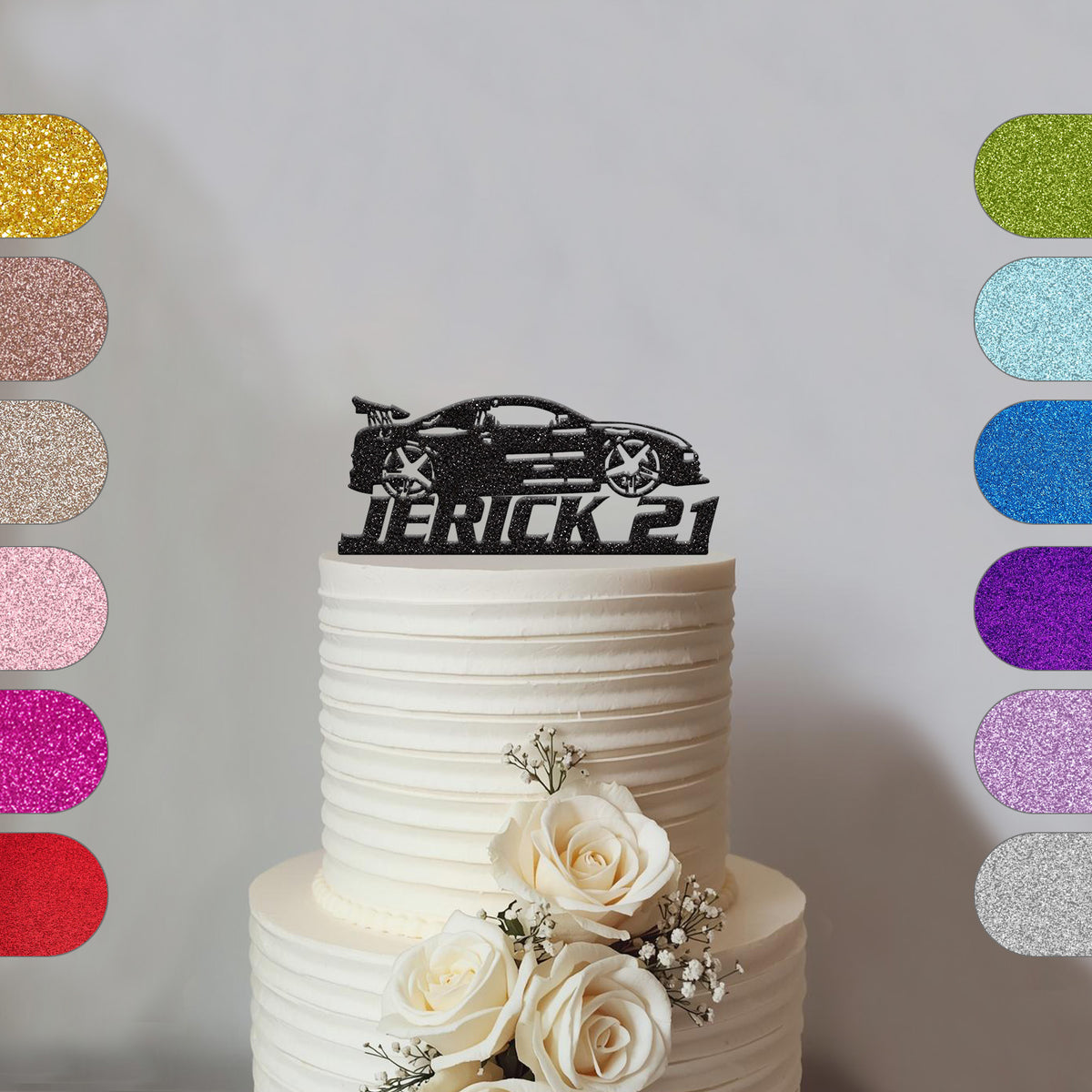 Personalised Drifting Sports Car Cake Topper – Name & Age - hero