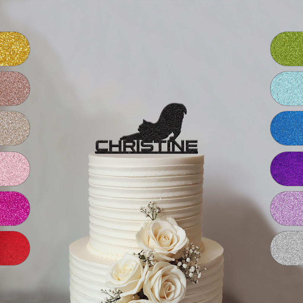Personalised Stretching Cat Cake Topper – Name - hero