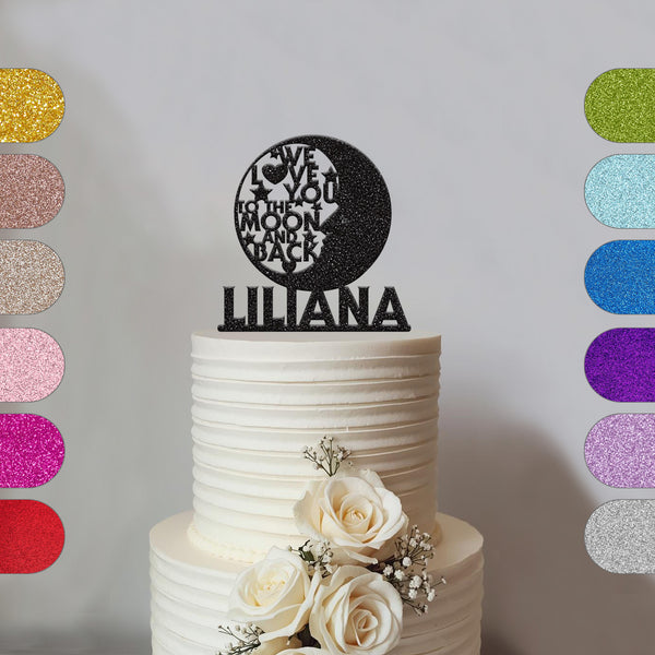 Personalised Love You to the Moon and Back Cake Topper – Name - hero