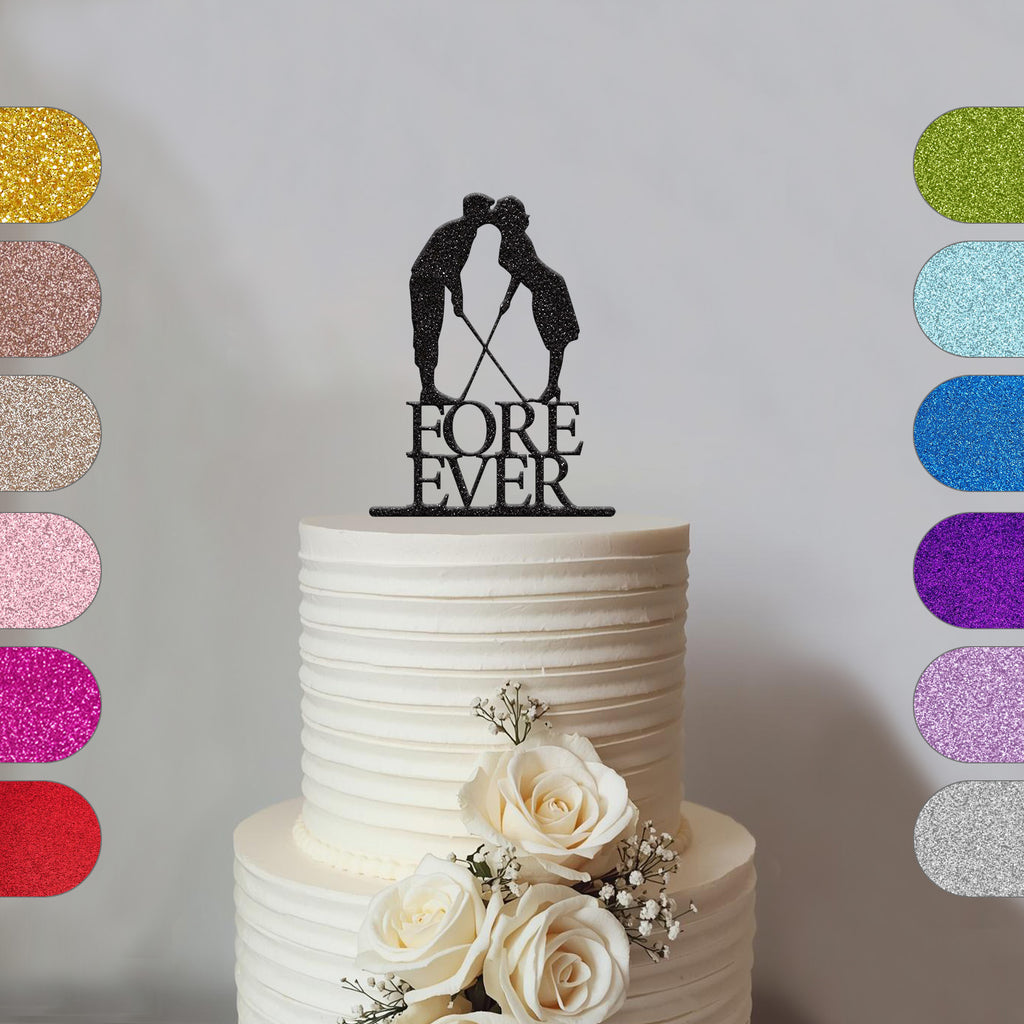 Fore Ever Kissing Golf Couple Wedding Cake Topper - hero