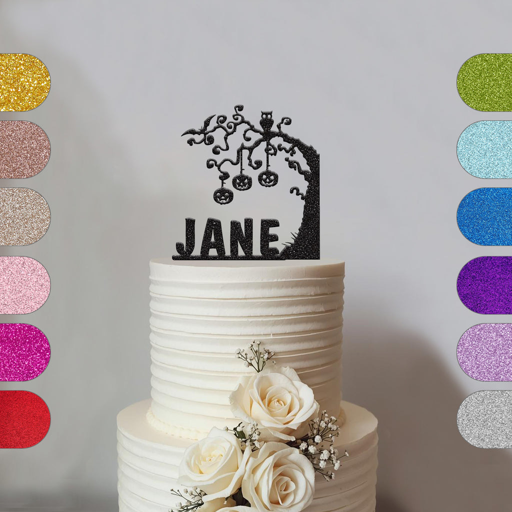 Personalised Hanging Pumpkin Tree Cake Topper – Name - hero