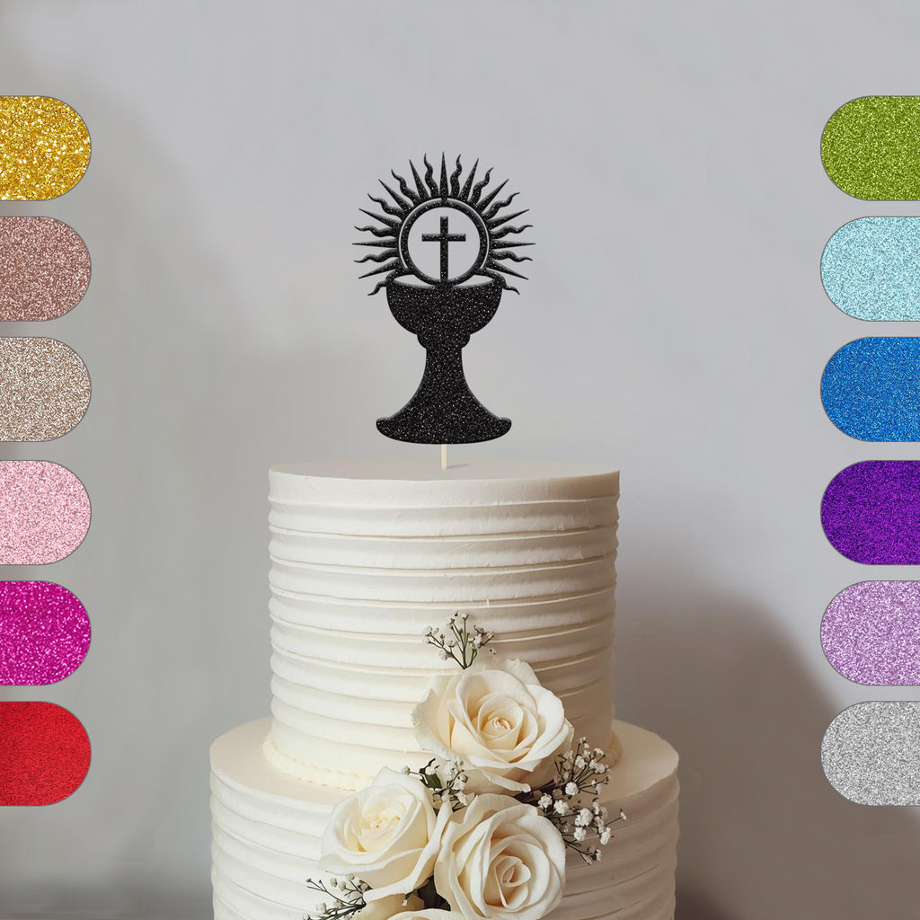 Chalice and Radiant Cross Holy Communion Cake Topper - hero