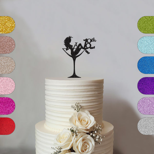 18th Birthday Cocktail Glass Woman Cake Topper - hero